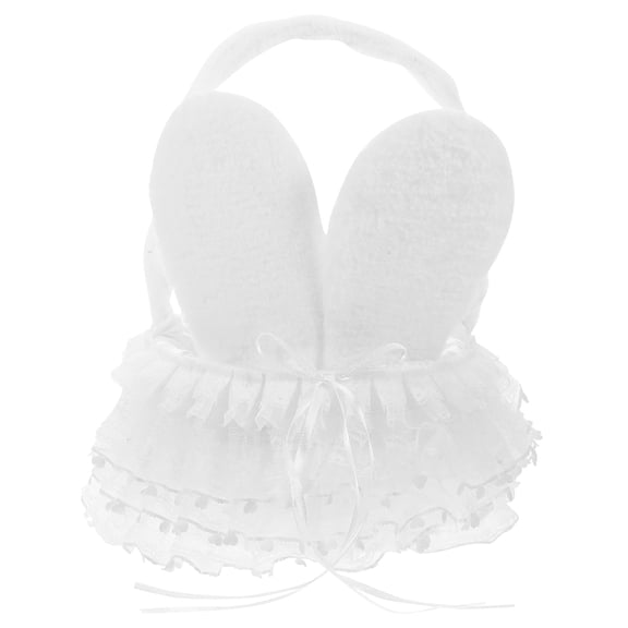 GAXIRE Easter Bunny Ear Basket with Plush White Design and Plastic for Outdoor Easter Hunts and Spring Activities