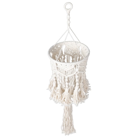 GAXIRE White Cotton Macrame Ceiling Lamp Shade Hanging Pendant Light for Home Decor and Living Room Lighting