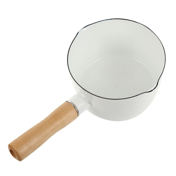 GAXIRE 1Pcs Milk Pots For Stove Top Enamel Cooking Pot For Families Home Cooking White 9.43X5.11X2.95in