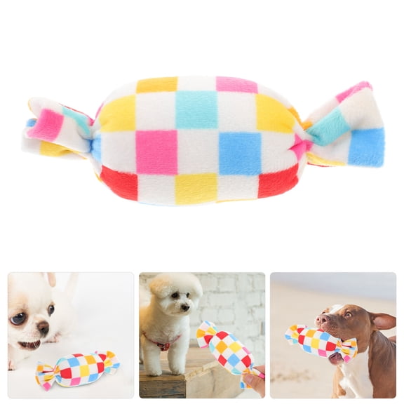 GAXIRE 1Pcs Multi-colored Plush Chewing Toy for Small Squeaky Dog Toys Teeth Grinding Training Tool 5.3x1.8x1.7in