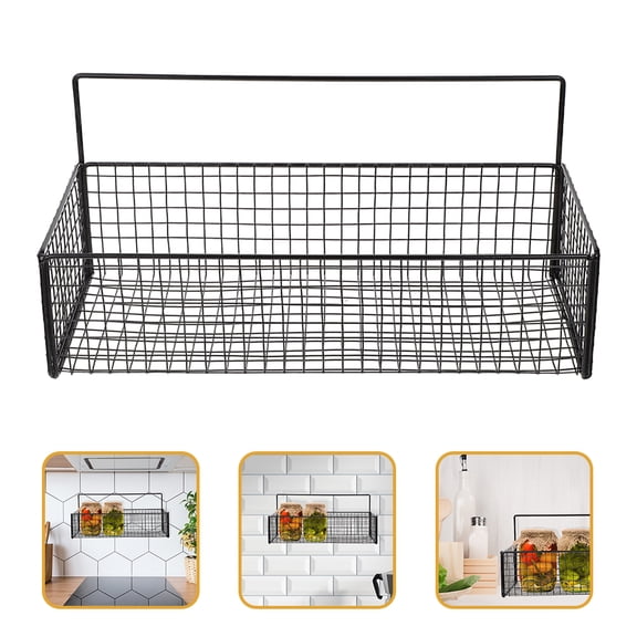 GAXIRE Kitchen Shelves Kitchen Storage Basket Iron Black 1Pack