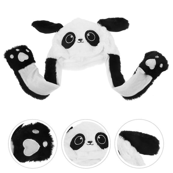 GAXIRE 1Pcs Panda Ear Moving Hat For Party Black Color Movable Ears Cute Design