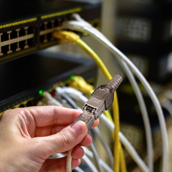 GAXIRE Crimp Connectors for Ethernet Cable Abs Gold-Plated Stable Transmission 1Set