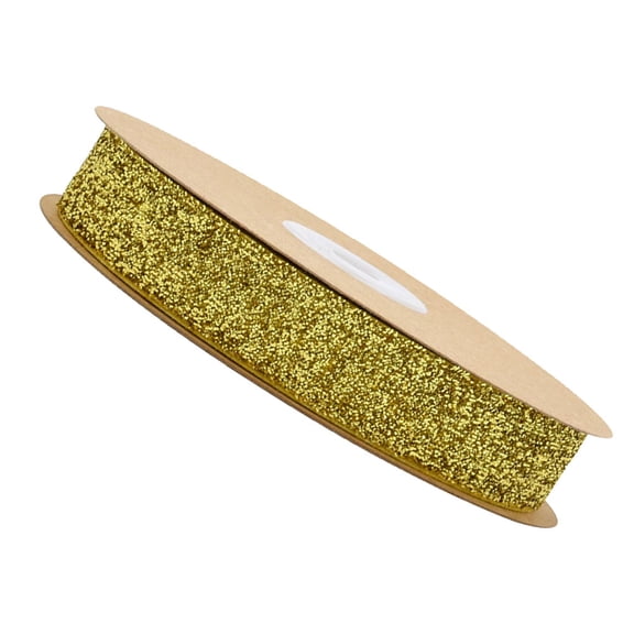 GAXIRE 1Roll of 2CM Width Non-elastic Clothes Accessories Ribbon Gift Wrapping Flocking Ribbons DIY Decorative Strap Ribbon Band(Golden)