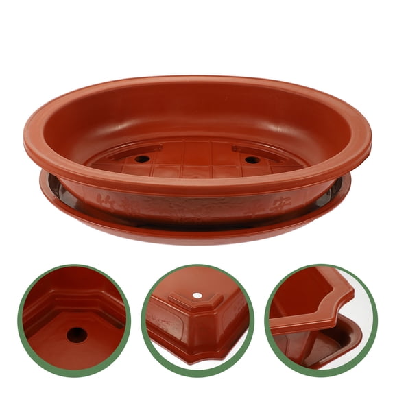 GAXIRE Brown Oval Plastic Planter, Breathable Holes, Perfect for Gardens
