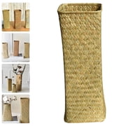 GAXIRE Handmade Straw Vase Light Brown Woven Style Decorative Container for Flower Arrangement