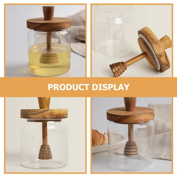 GAXIRE Glass Honey Jar with Lid and Dipper - Versatile Syrup, Jam, and Condiment Storage Container for Kitchen and Dining