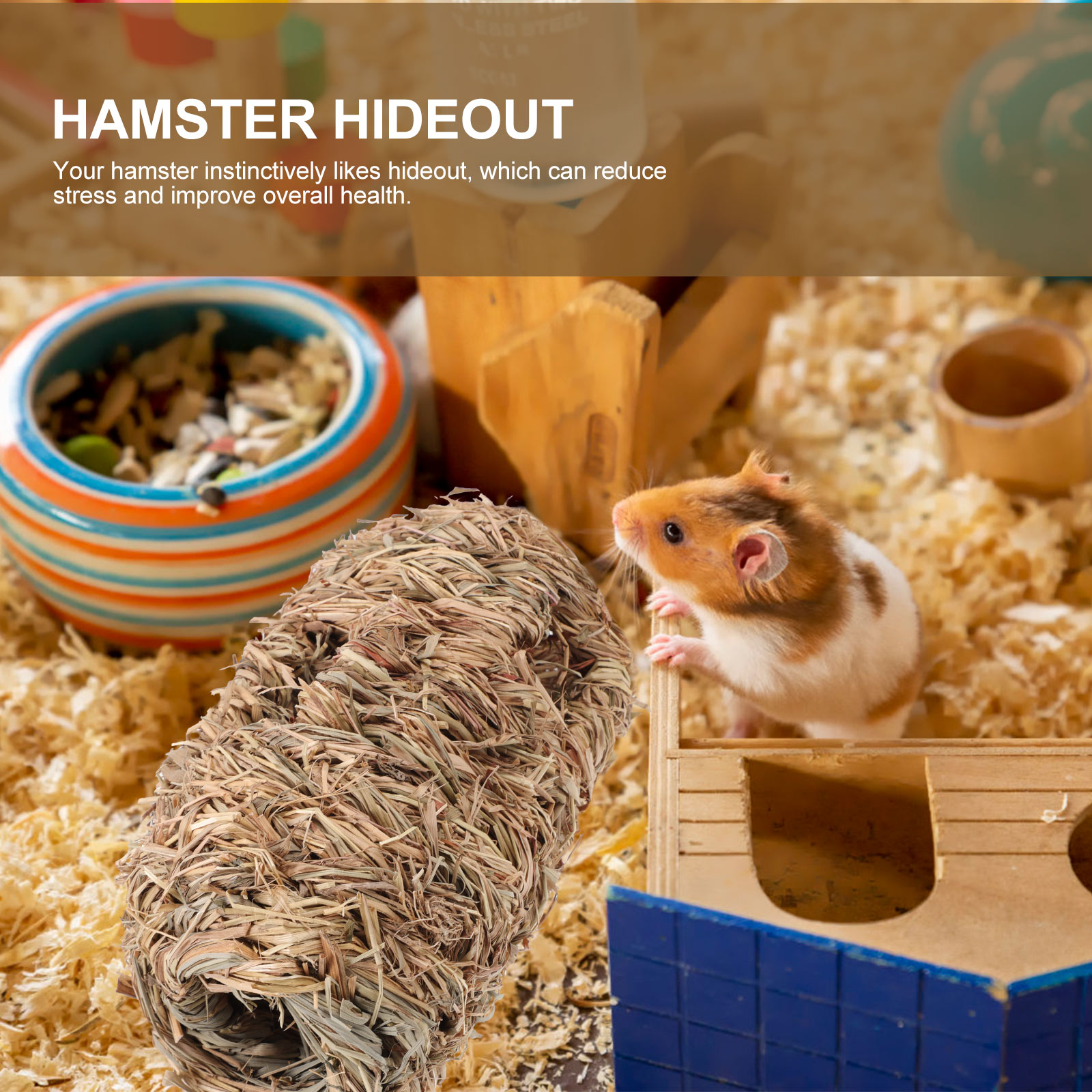 Curated visual reference: Gaxire 1Set Hamster Habitat Hide Straw Material 7 07X3 54X3 Photo Inspiration