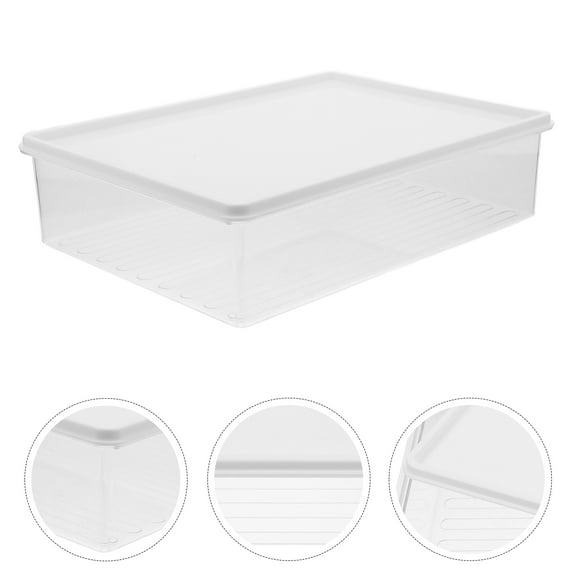 GAXIRE Ice Storage Bin Set with Lid for Freezer, Transparent Rectangular Container for Freshness Preservation and Food Storage