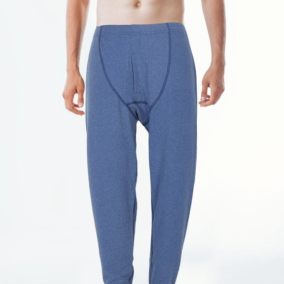 GAXIRE 1Set Thermal Inner Wear Men Dark Blue Warm Brushed Fabric Versatile Winter Base Layer