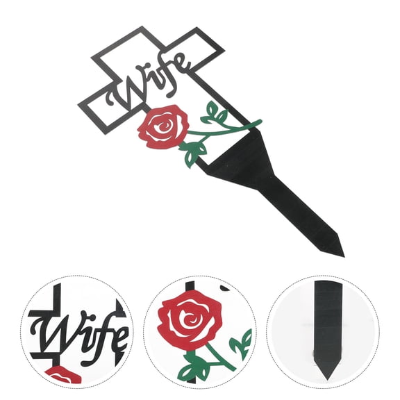 GAXIRE 1Set Metal Cross Grave Memorial Stake for Outdoor Garden 11.8x5.9x0.08in