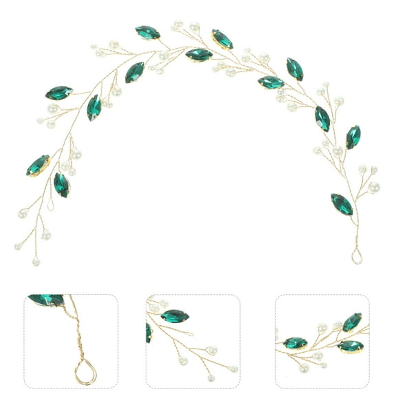 GAXIRE Wedding Hairband Elegant Emerald Glass 1Set 12x1x0.04in