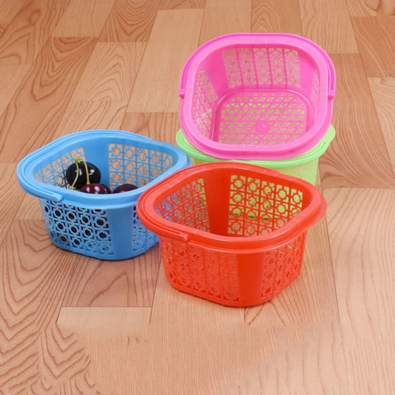 GAXIRE 1Set Fruit Pickup Basket Plastic Small Basket with Handle for Home Storage