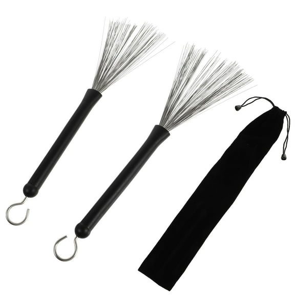 GAXIRE 1Set Portable Assorted Color Jazz Drum Brush with Steel Wire and Storage Bag