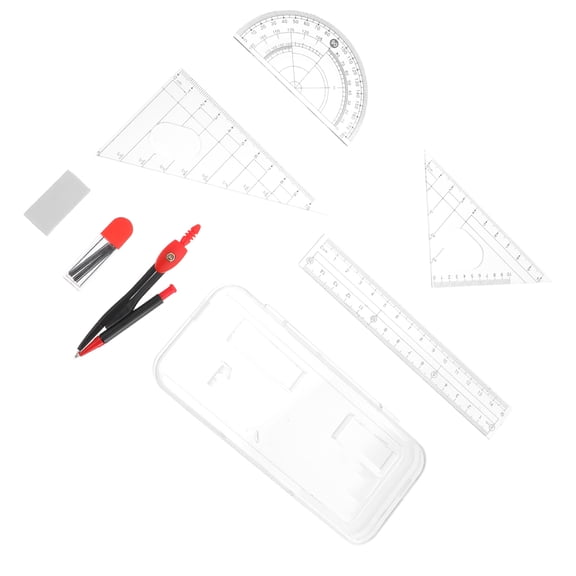 GAXIRE Multi-Functional Circle Drawing Tools Transparent Metal Ruler Protractor 1Set