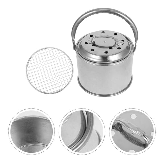 GAXIRE 1Set Small Grill Outdoor Fire Pit Bucket with Lid for Safe Backyard Cooking