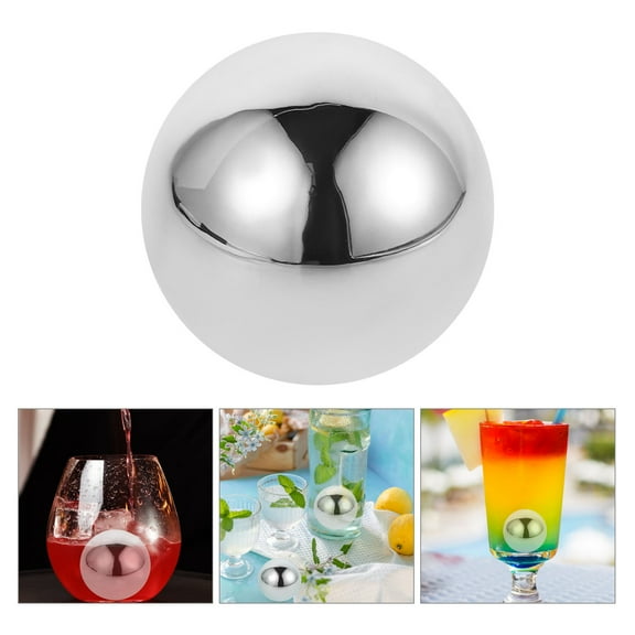 GAXIRE 1 Set Whiskey Stone Round Ice Balls Reusable For Chilling Adult Drinks 304 Stainless Steel 2.2In