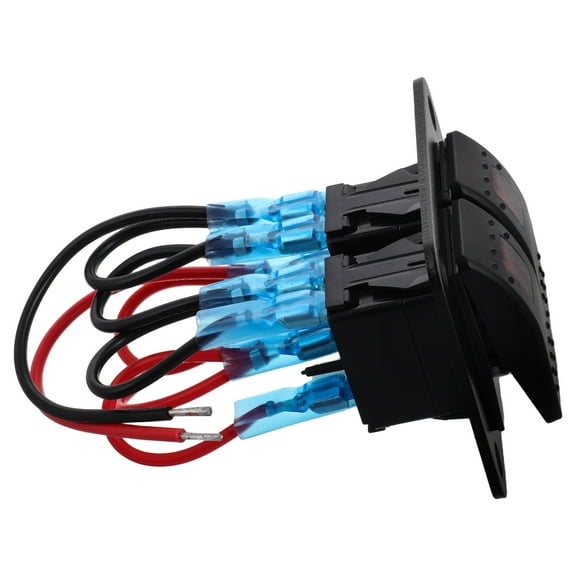 GAXIRE Waterproof Marine Toggle Switch Panel with Red LED Lights 2 Gang Aluminum Rocker Switch for Boats, Cars, RVs, and ATVs