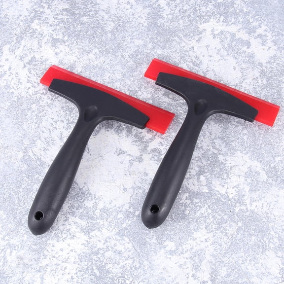 GAXIRE 2 Pcs Snow Shovel Car Snow Scraper Glass Protective Ice Spade Anti-slip Snow Cleaner for Windshield with Rubber (Red)