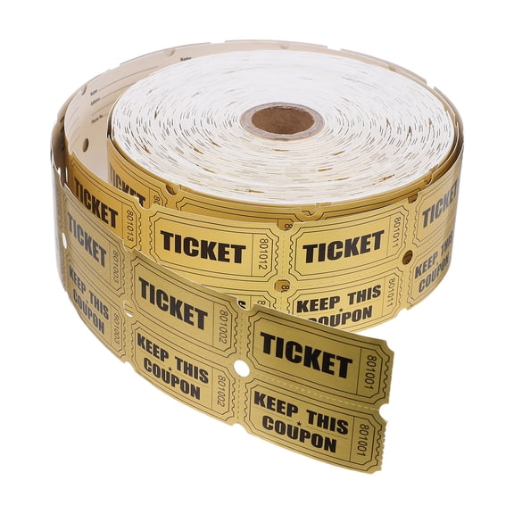 GAXIRE 2000Pcs Paper Raffle Tickets for Event Rewards and Party Favors in Golden Color