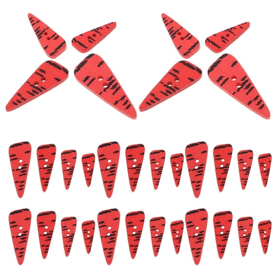 GAXIRE 200Pcs Red Wood Carrot Buttons Smooth Edges Durable Wooden Button for Crafts