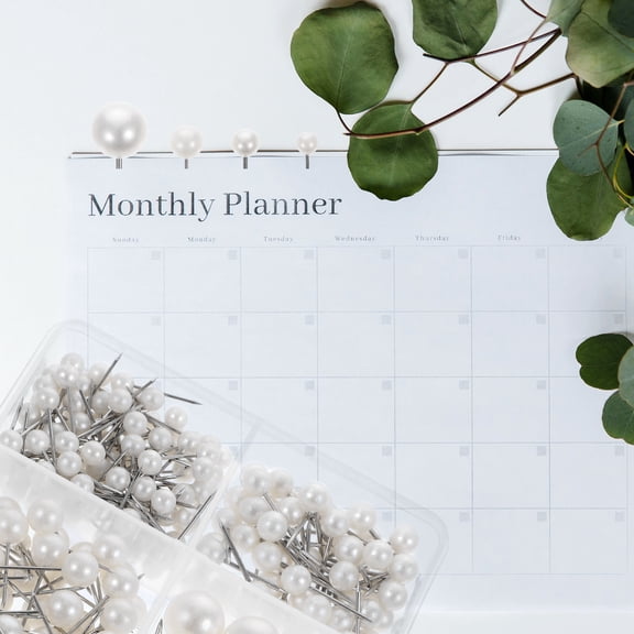 GAXIRE 200 Pcs White Pearlized Board Pins for Office, Bulletin Boards, Crafts, Sewing, and Creative Projects