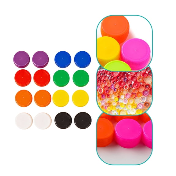 GAXIRE 200pcs Plastic Bottle Caps for Crafts, Safe Crafting Materials for Home, Education, Art Projects and Creative Activities