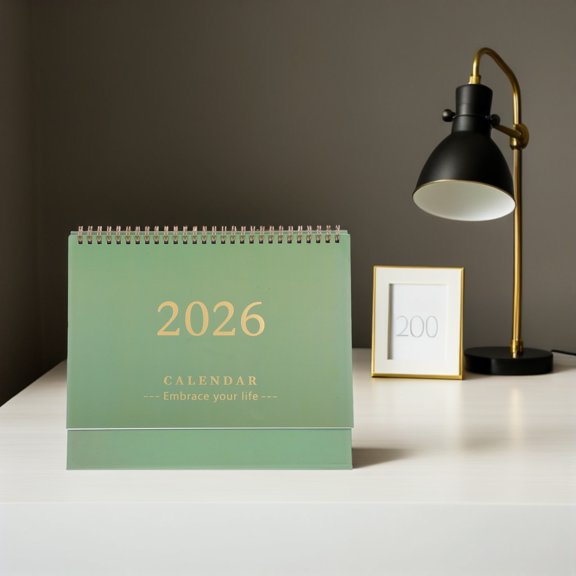 GAXIRE 2026 Flip Calendar Olive Green Foldable Stand for Home and Office Daily Schedule Planning