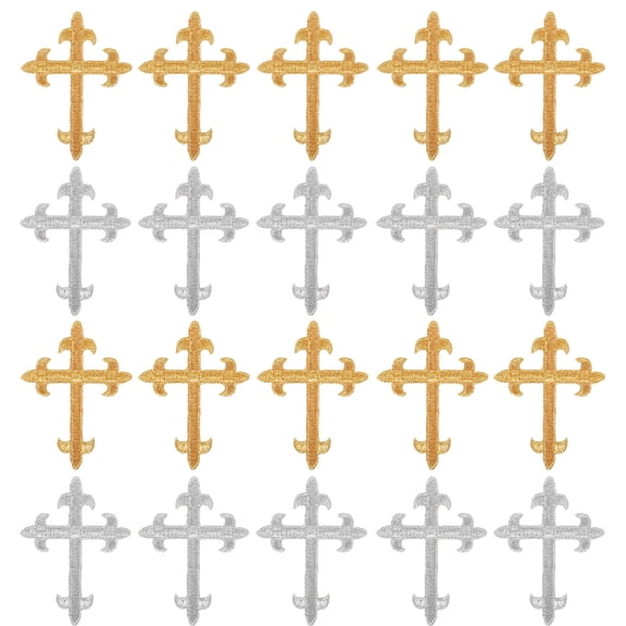 GAXIRE 20Pcs Cross Fabric Embroidered Patches Iron on Applique for Cotton Denim Linen