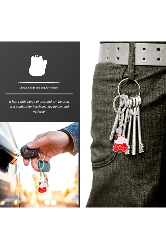 20Pcs Red Alloy Cat Pendants with Hole for Easy Keychain Making and Decoration Use