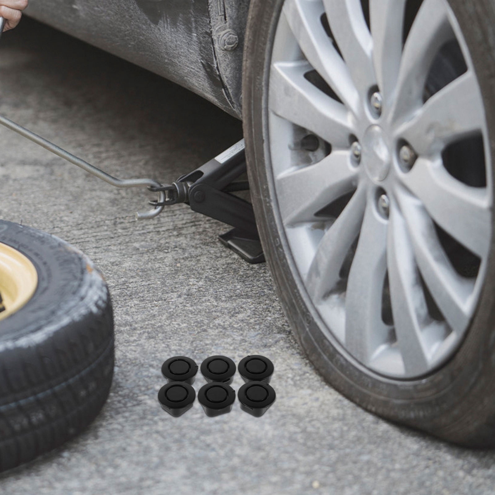 2-Pack Car Bumper Square End Plugs - 3.93" X 3.93" X 1.1" Black PP Plastic Protective Caps