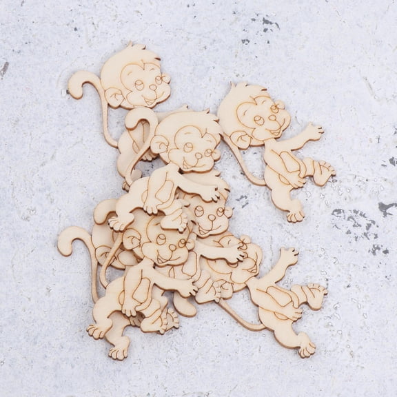 GAXIRE 20pcs Prank Monkey Unfinished Wooden Cutout for Artists Khaki Color Parties for Birthday