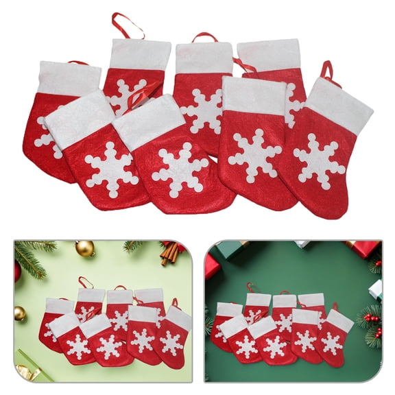 GAXIRE 24Pcs Red Small Christmas Stockings Candy Pouch Bags Hanging Holiday Party Ornaments