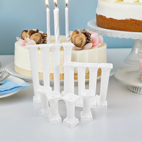 GAXIRE Roman Column Cake Pillars White Plastic Tiered Support Stands 24 Pieces