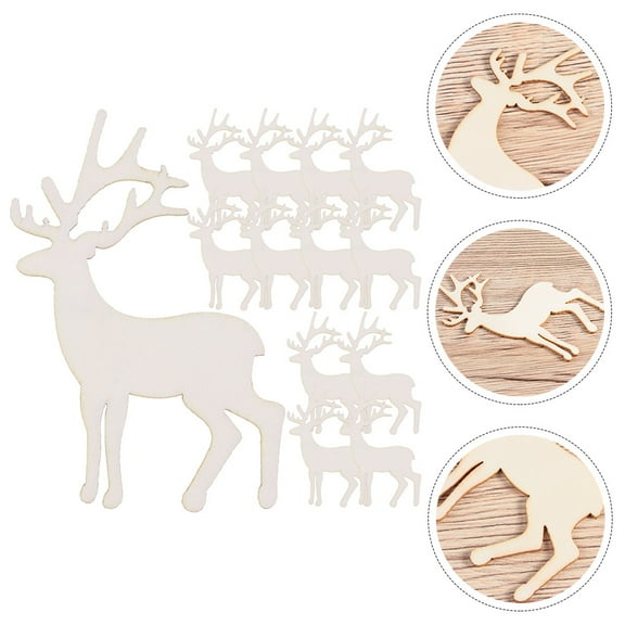 GAXIRE 25 Pieces Beige Wood Deer Cutouts Unfinished Smooth Edges for Crafts and Home Decor Projects