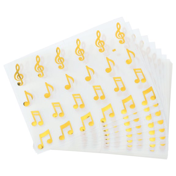 GAXIRE 27Pcs Plated Gold Sparkly Musical Notes Stickers for Classroom Rewards Scrapbook Craft and Music Education Supplies