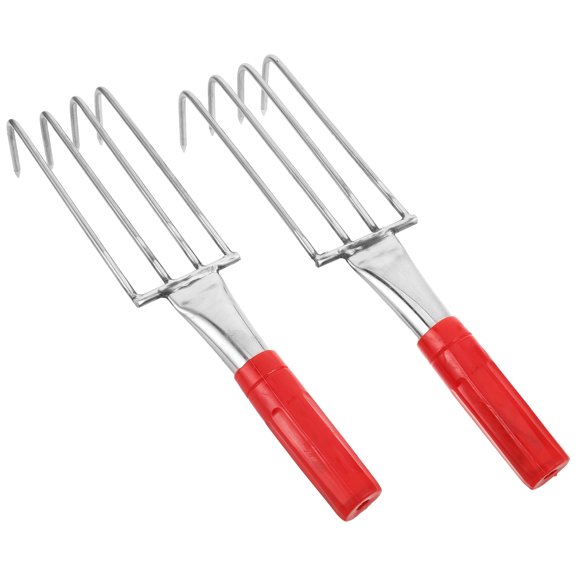 GAXIRE 2PCS Clam Rake: Stainless Steel Handheld Clam Digging Tool with 4 Prongs - Seafood Harvesting Tool - Beach Rake for Shellfish Hunting Coastal Foraging