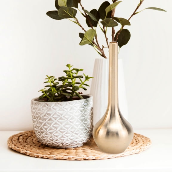 GAXIRE 2PCS Pure Copper Mini Vase Ornament Desktop Brass Vase Creative Vase (2 Styles)