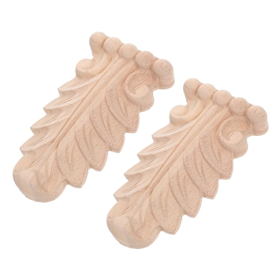 GAXIRE 2Pcs Beige Wood Embellishments Decorative Appliques with Roman Column Corbel for Furniture