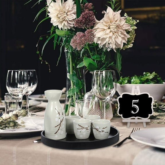 GAXIRE 2-Pack Black Round Coffee Table Trays 8.25 Inch Modern Decorative Serving Trays for Home