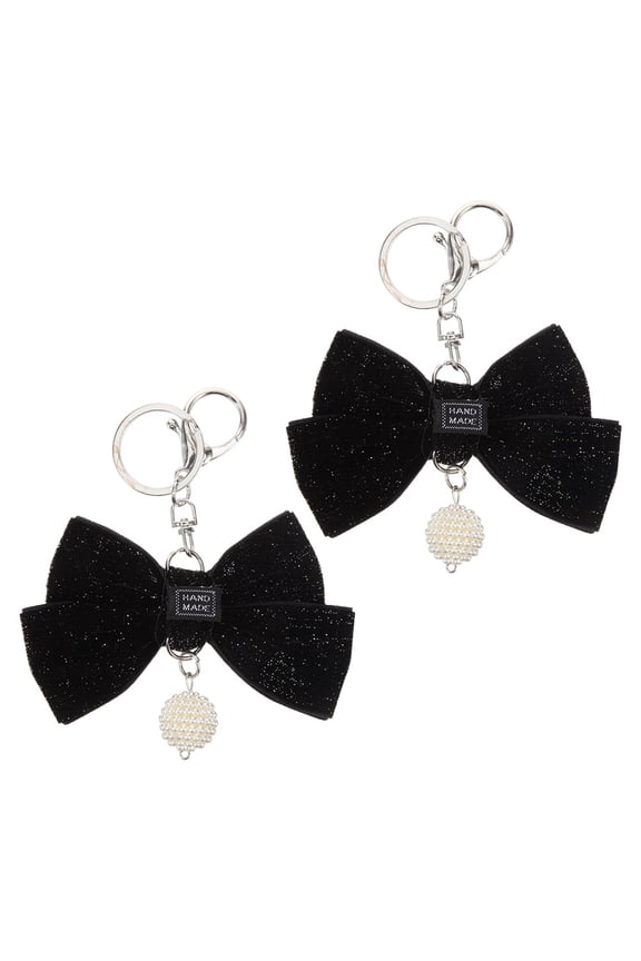 2-Pack Black Bow Keychains, Elegant Key Accessories for Women and Men, Stylish Charm for Keys and Bags