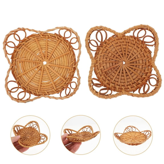 GAXIRE 2Pcs Candle Holder Mats Synthetic Material Woven Table Mats for Hotel and Party Use