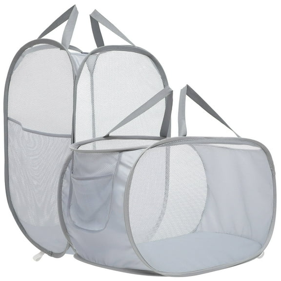 GAXIRE Portable Laundry Basket Steel Wire 2Pcs for Home Use