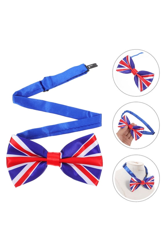 2Pcs Decorative Bow Tie with Uk Flag Design Soft Material Easy Use Party and Suit Accessory