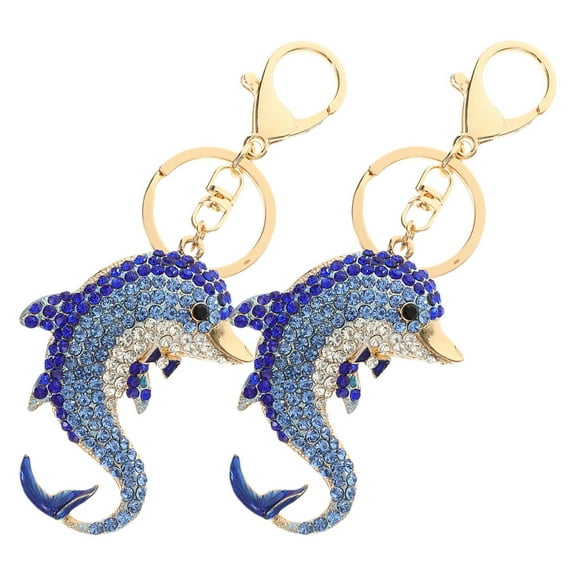 GAXIRE 2-Pack Dolphin Keychain Bag Charm Rhinestone Key Accessory for Women Stylish and