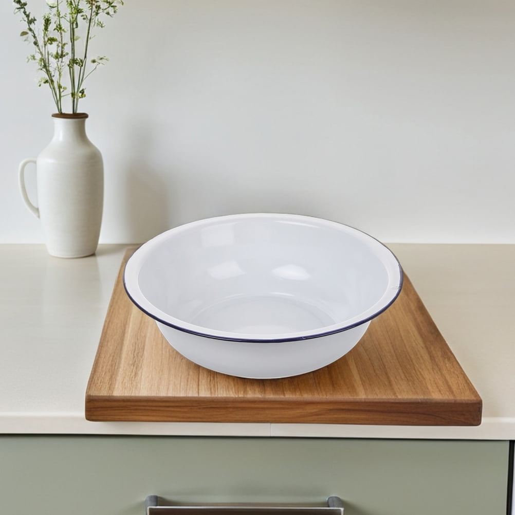 GAXIRE 2-Pack Vintage White Enamelware Plates for Serving Salads ...