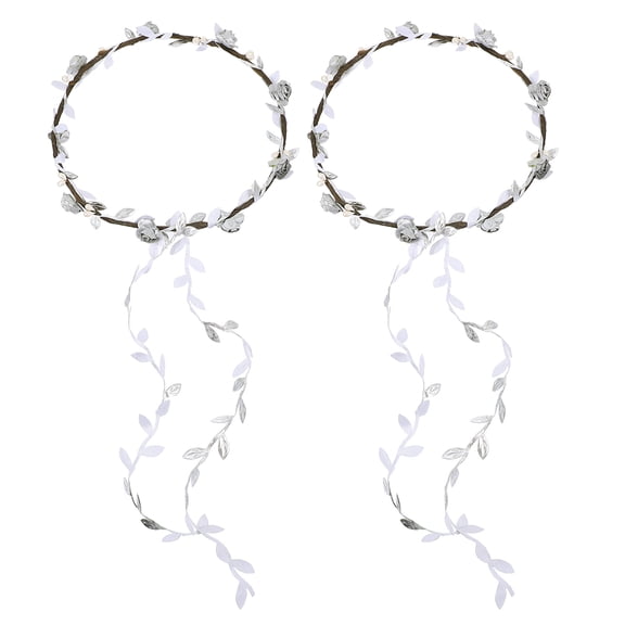 GAXIRE 2Pcs Floral Head Garland Plated Silver Bridal Headband Durable Elegant Flower Crown for Wedding