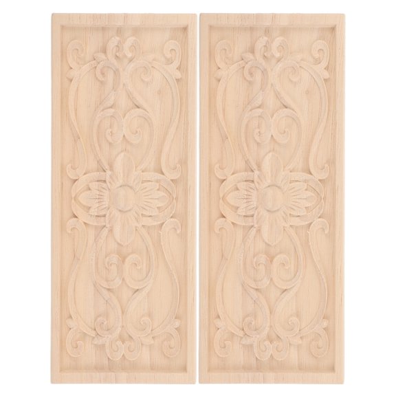 GAXIRE 2 Pieces Floral Wood Onlays Decorative Trim for Furniture Home Decor Enhancements and Craft Projects