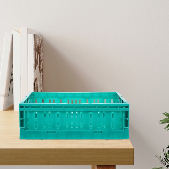 GAXIRE 2Pcs Green Foldable Storage Baskets Plastic Organizer Bins with Transparent Window for Home Storage