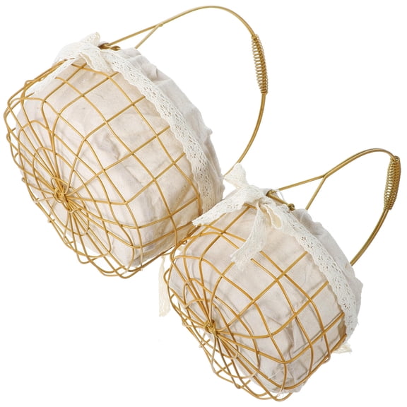 GAXIRE Set of 2 Woven Flower Baskets Multi-Purpose Iron Decorative Outdoor Indoor Pots